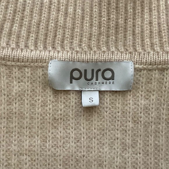 Pura Cashmere Fisherman Rib Knit Turtleneck Beige Sweater Size S NWOT - Picture 12 of 16